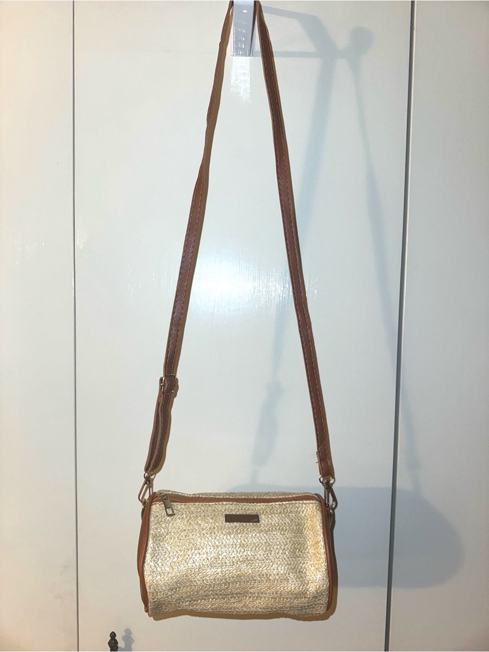 Woven Straw Crossbody Bag in Brown NWT